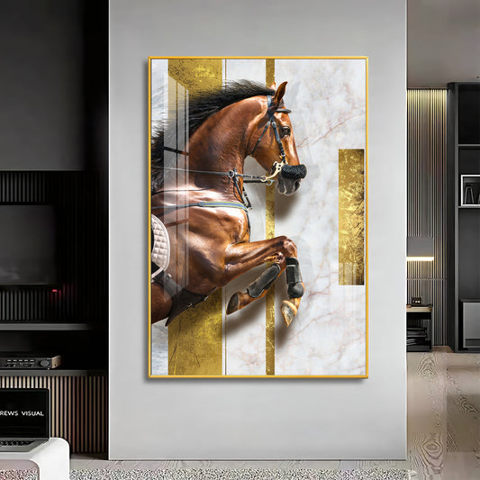 Radiant Horse Glass Finish Vertical Wall Art