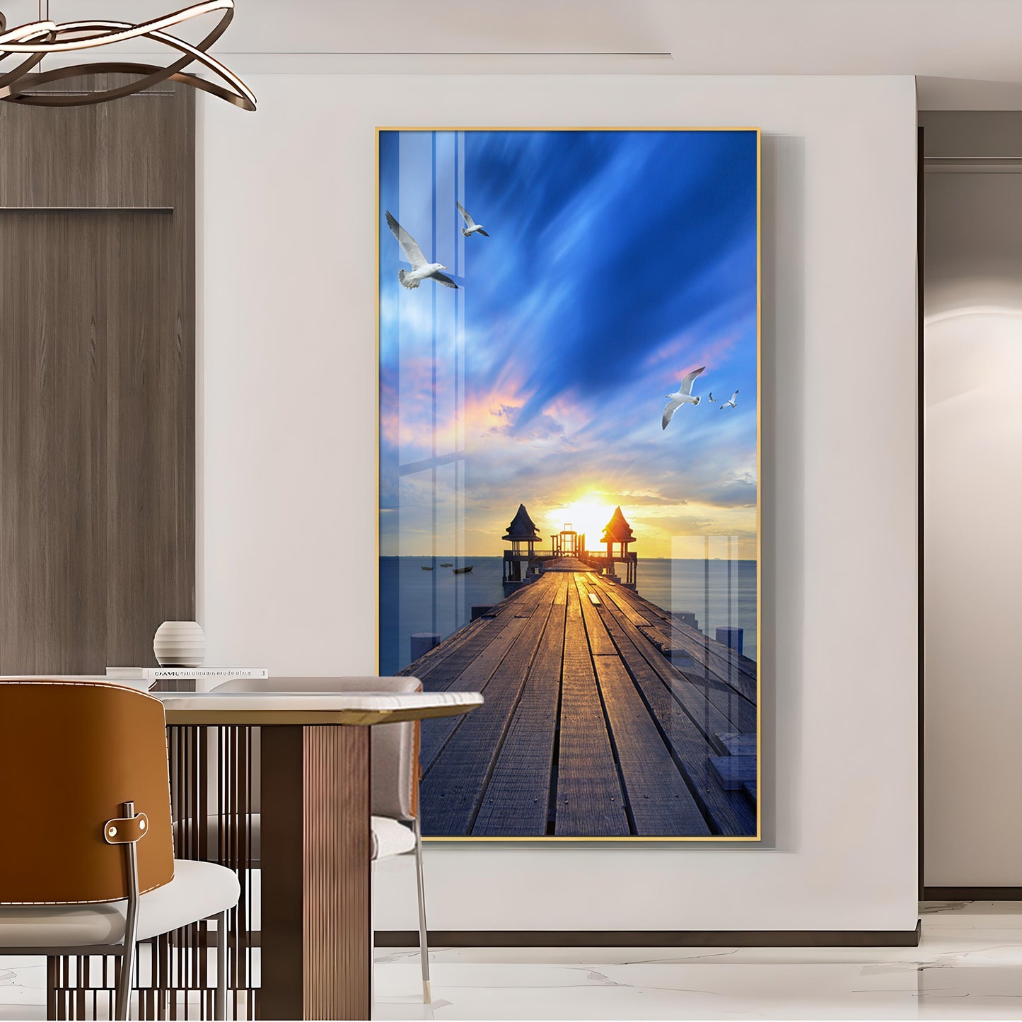 Seagull's Haven Glass Finish Vertical Wall Art