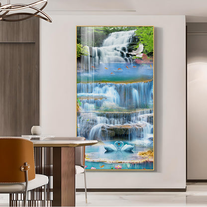 Ethereal Waterscape Glass Finish Vertical Wall Art