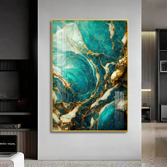Opulent Ocean Glass Finish Vertical Wall Art