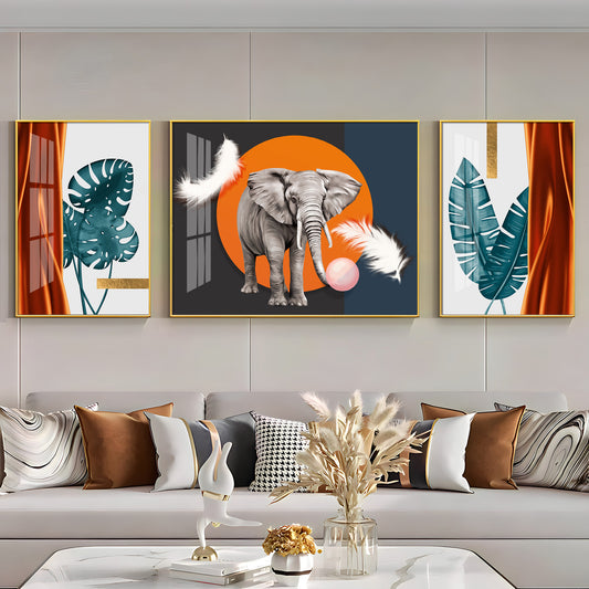 Alpha Aura Glass Finish Wall Art (Set Of 3)