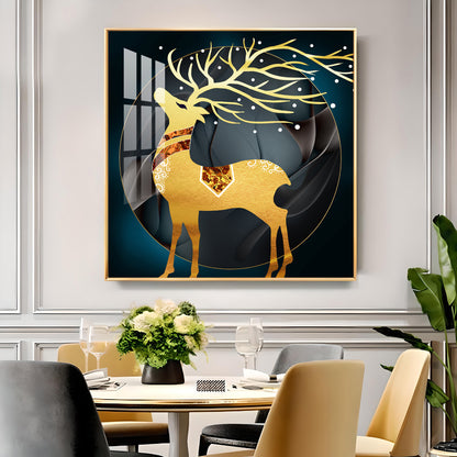 Ethereal Antlers Glass Finish Square Wall Art