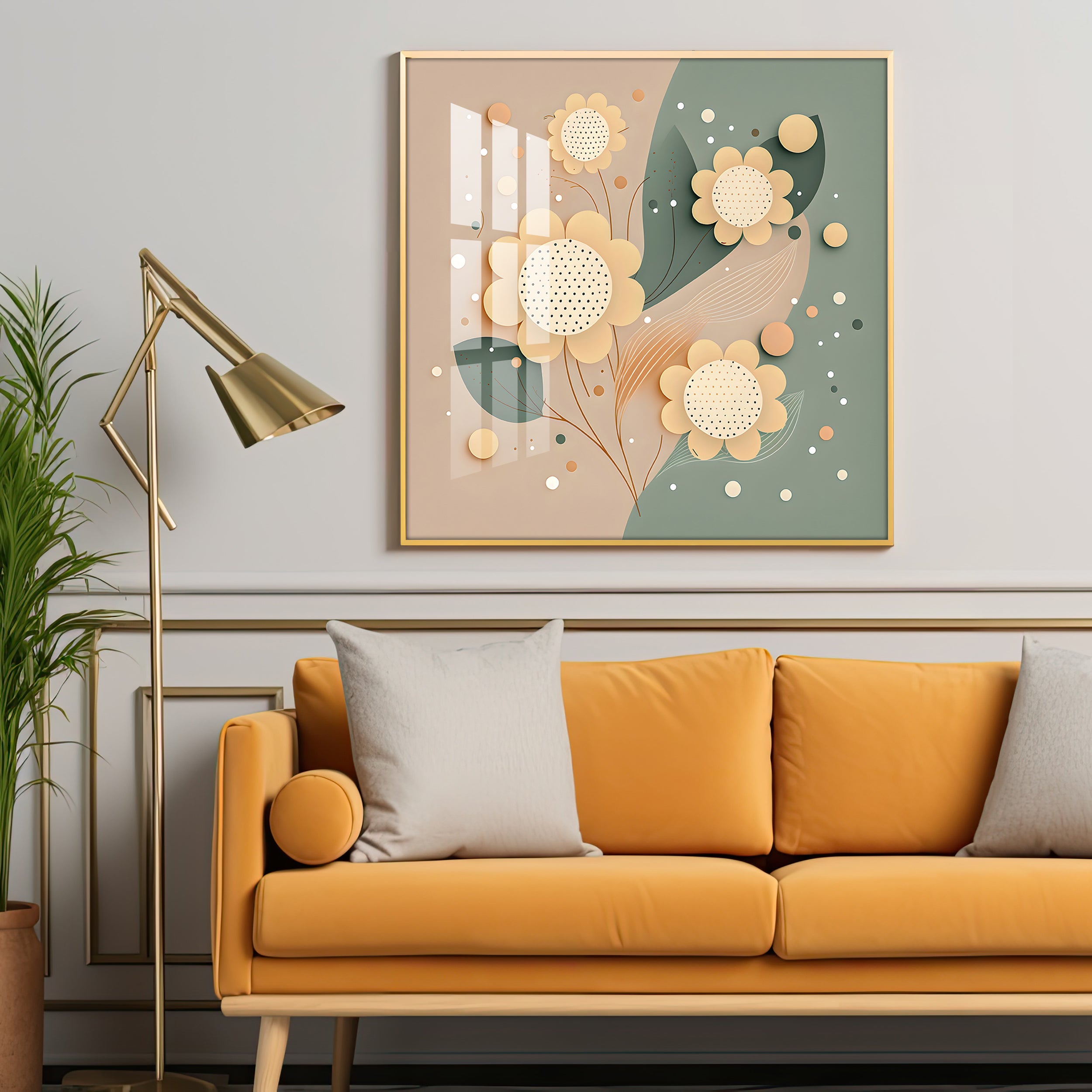 Petal Palette Glass Finish Square Wall Art