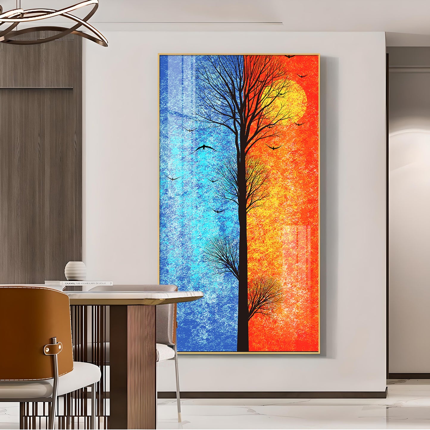 Tranquil Heights Glass Finish Vertical Wall Art