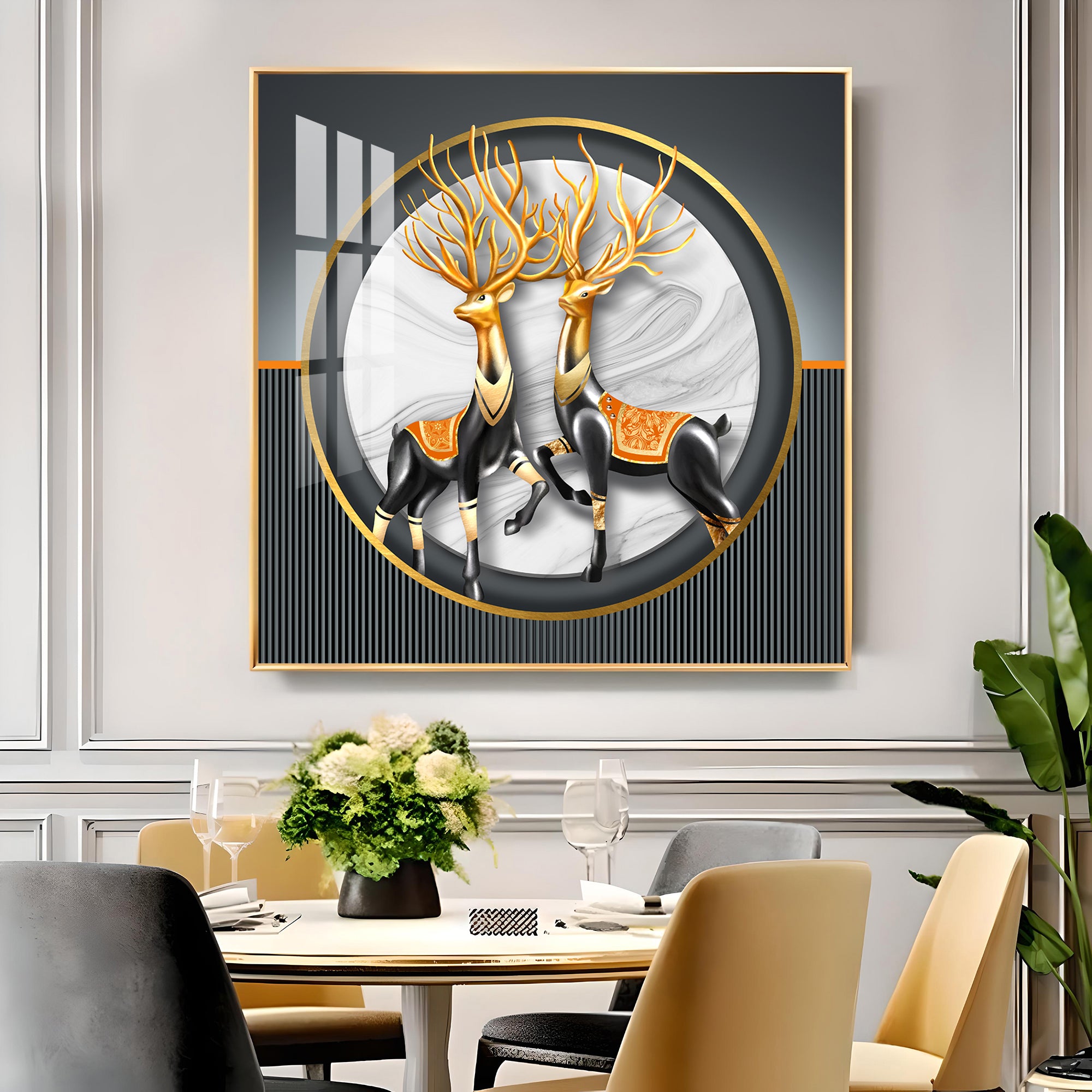 Deer in Unity Glass Finish Square Wall Art