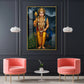 Lord Kartikeya Glass Finish Vertical Wall Art