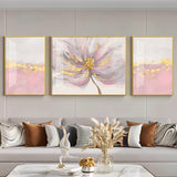 Pink Bloom Glass Finish Wall Art (Set Of 3)