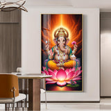 Lord Ganpati Ji Glass Finish Vertical Wall Art