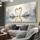 Two White Swan Glass Finish Horizontal Wall Art
