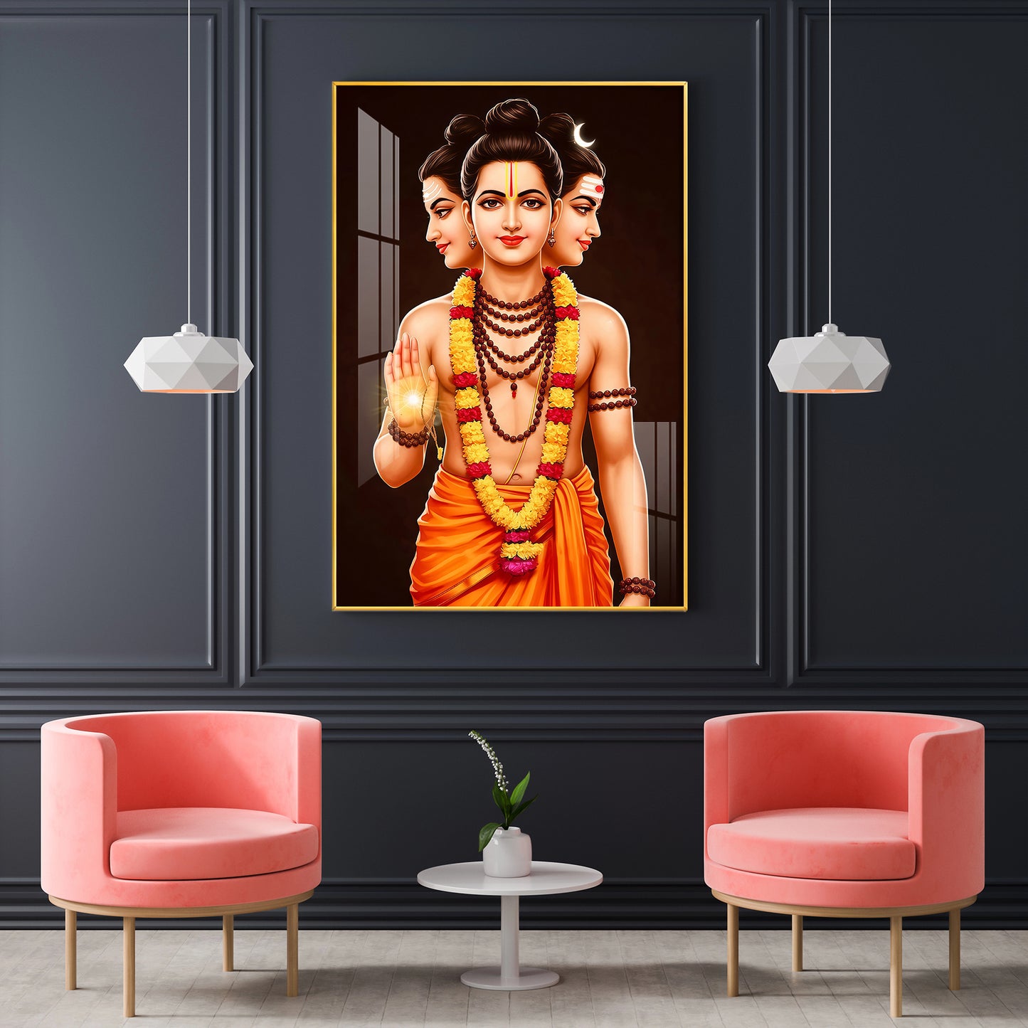Lord Dattatreya Glass Finish Vertical Wall Art