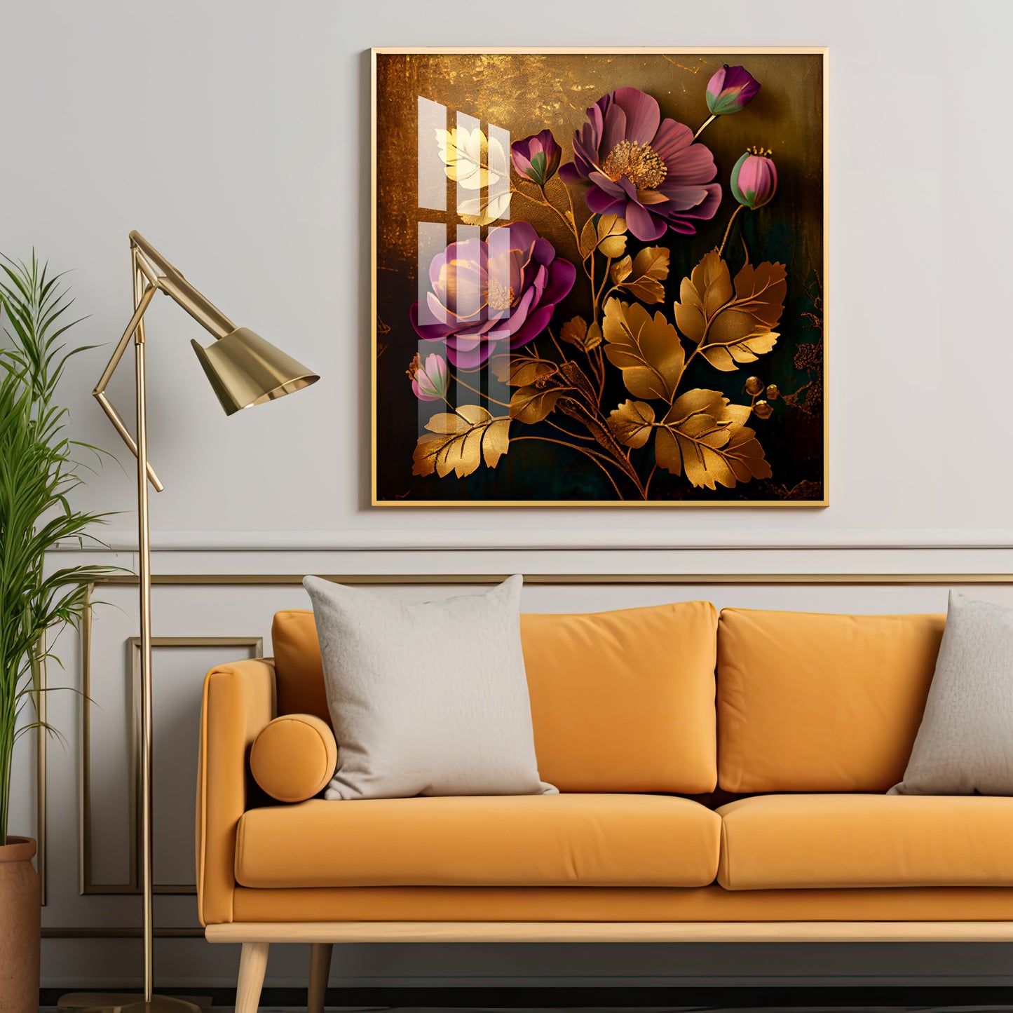 Petals in Harmony Glass Finish Square Wall Art