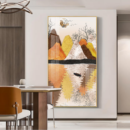 Journey Across Still Waters Glass Finish Vertical Wall Art