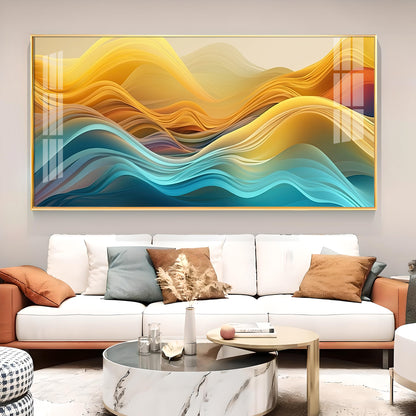 Waves Elegance Glass Finish Horizontal Wall Art