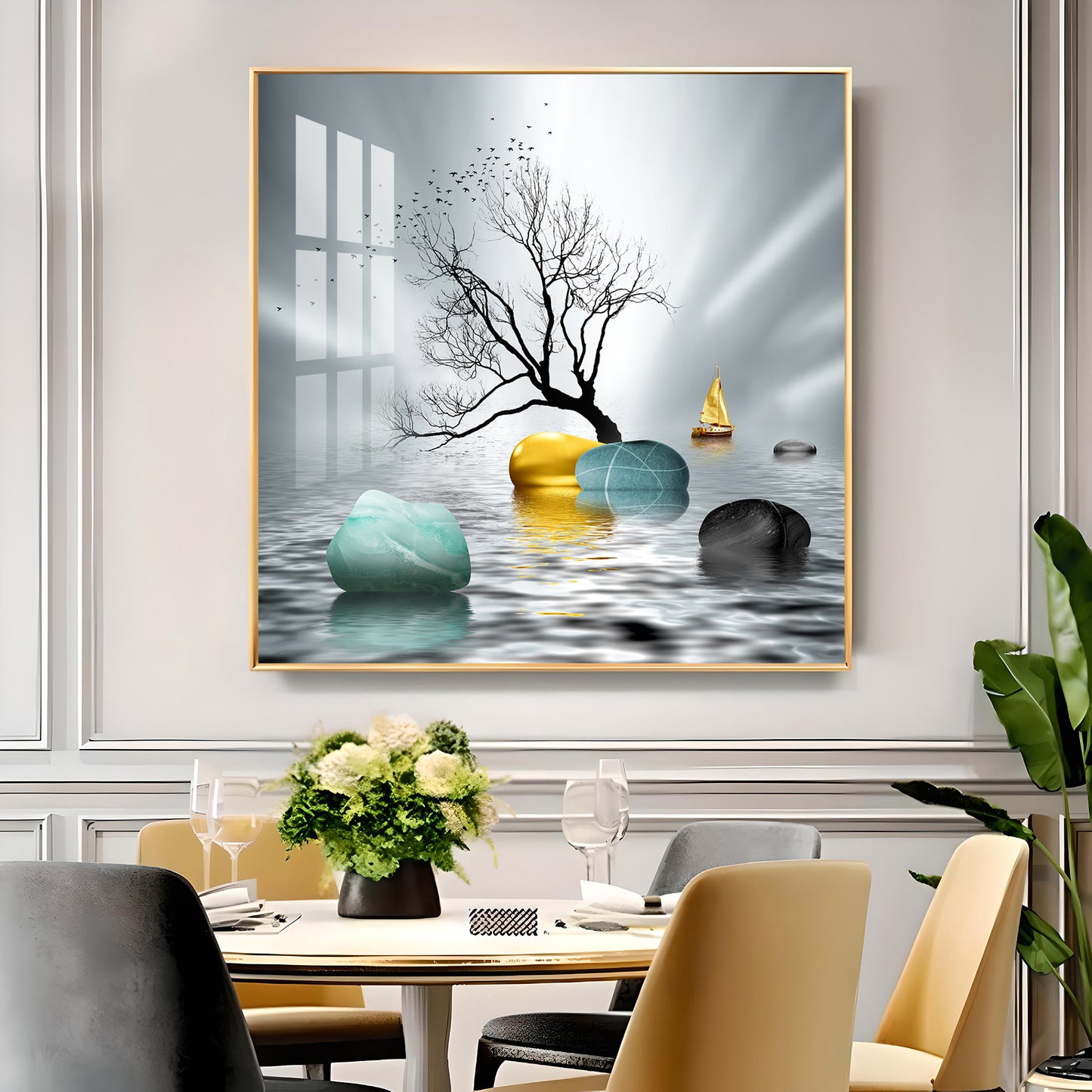 Tranquil Haven Glass Finish Square Wall Art