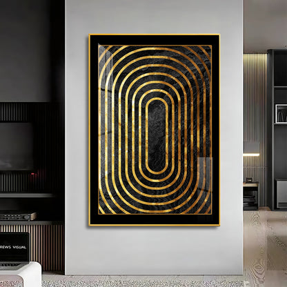 Golden Echoes Glass Finish Vertical Wall Art