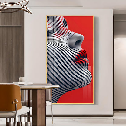 Stripes of Distinction Glass Finish Vertical Wall Art