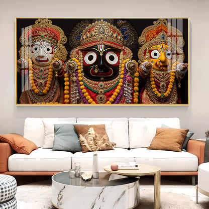 Jagannath Bhagwan Ji Glass Finish Horizontal Wall Art