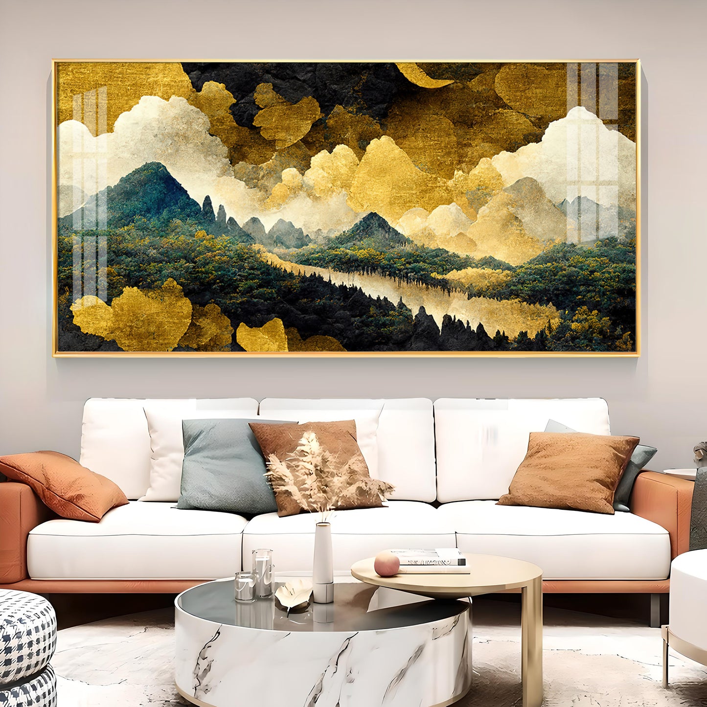 Golden Skies Glass Finish Horizontal Wall Art