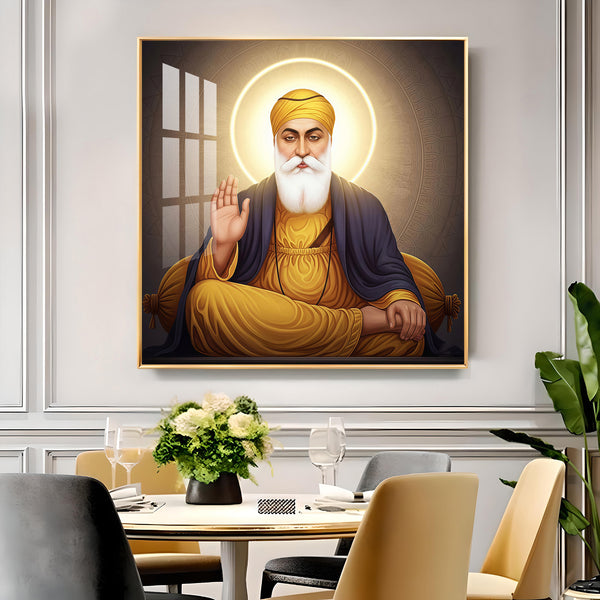 Shri Guru Nanak Dev Glass Finish Square Wall Art