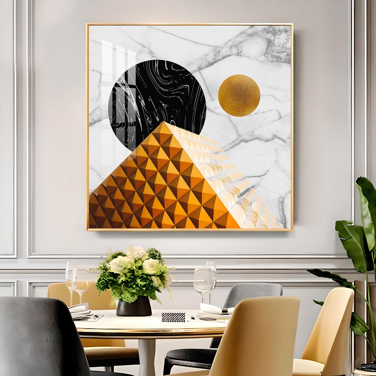 Luxe Sphere Glass Finish Square Wall Art