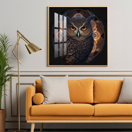 Enchanted Owl Glass Finish Square Wall Art
