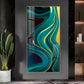 Green Abstract Art Glass Finish Vertical Wall Art