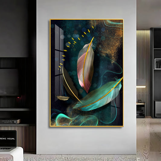 Whimsical Wings Glass Finish Vertical Wall Art