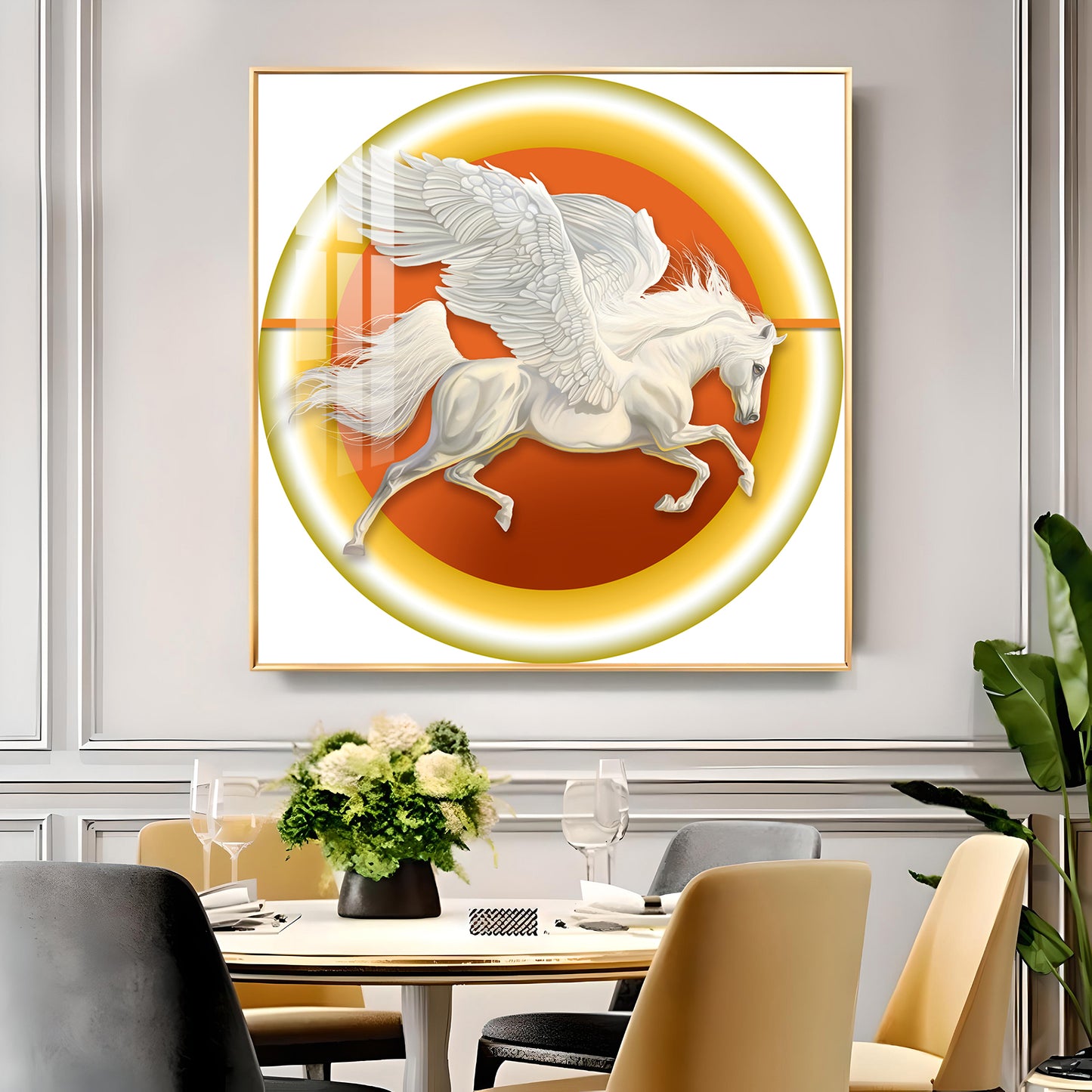 Winged Horse Harmony Glass Finish Square Wall Art