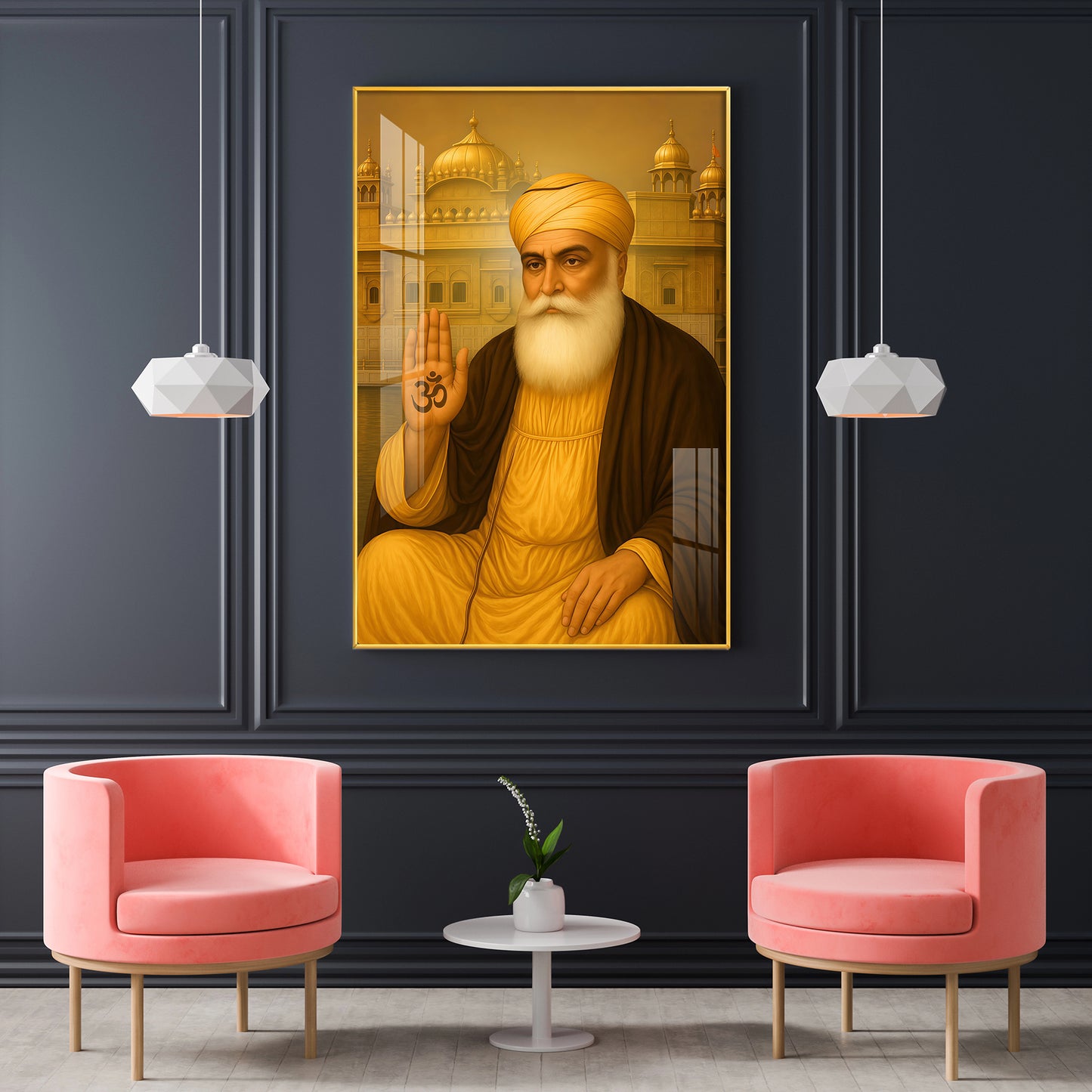 Majestic Presence Of Guru Glass Finish Vertical Wall Art