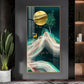 Deer with Golden Moon Glass Finish Vertical Wall Art