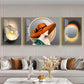 Girl With Orange Hat Glass Finish Wall Art (Set Of 3)