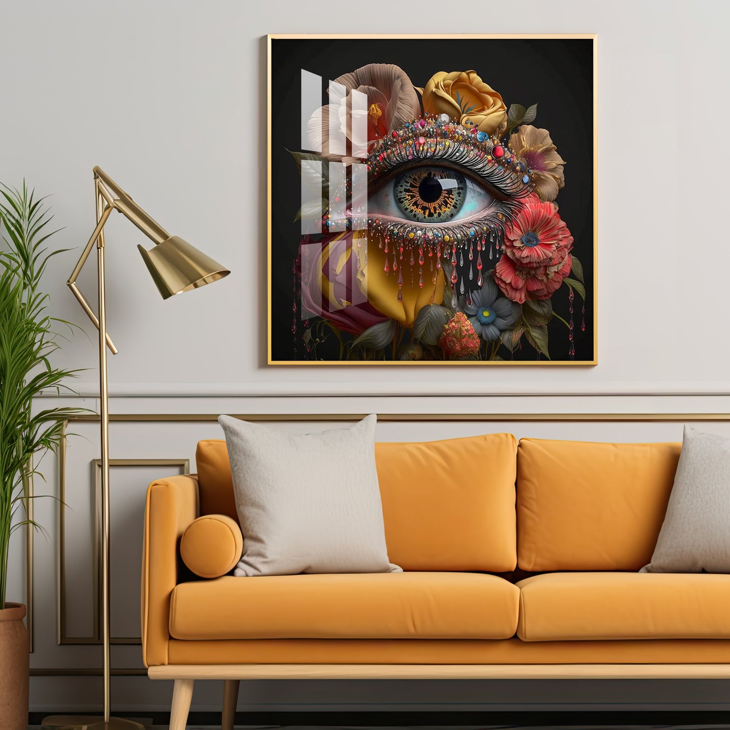 Opulent Eye Oasis Glass Finish Square Wall Art