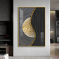 Golden Harmony Glass Finish Vertical Wall Art