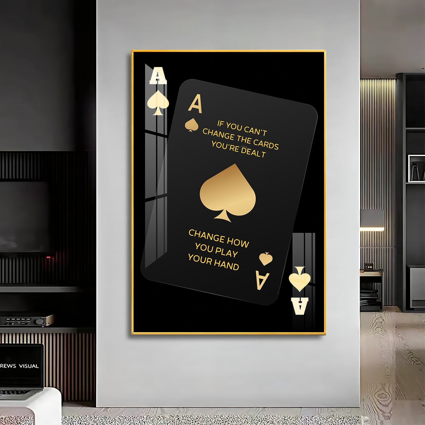 Luxe Ace of Spades Glass Finish Vertical Wall Art