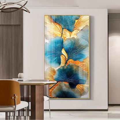 Noir Petal Glass Finish Vertical Wall Art