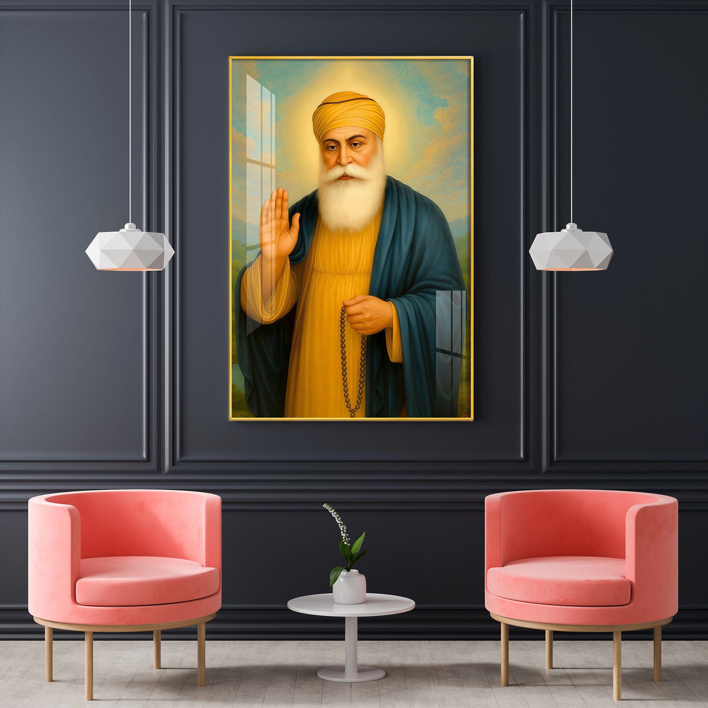 A Tribute to the Guru Glass Finish Vertical Wall Art