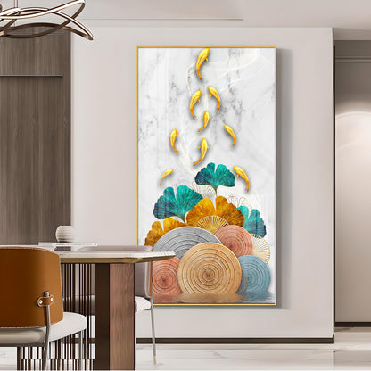 Chromatic Fish Glass Finish Vertical Wall Art