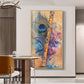 Peacock Feather With Flute Glass Finish Vertical wall Art