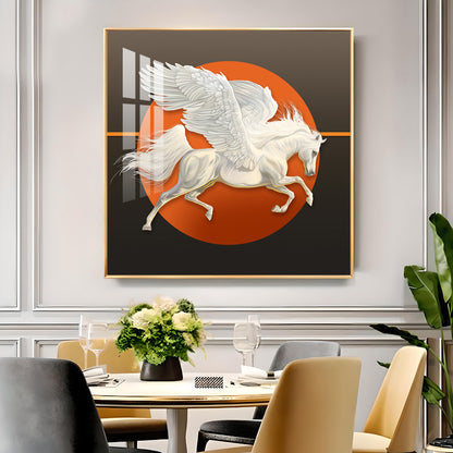 Aurora Pegasus Glass Finish Square Wall Art