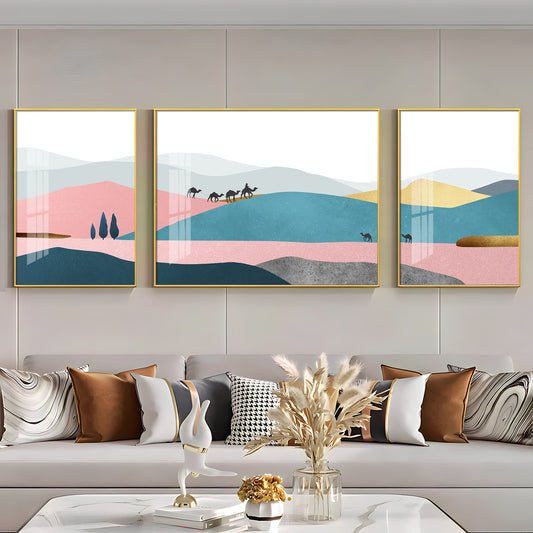 Abstraction of Desert Glass Finish Wall Art (Set Of 3)