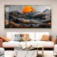 Sun Rise In Black Mountain Glass Finish Horizontal Wall Art