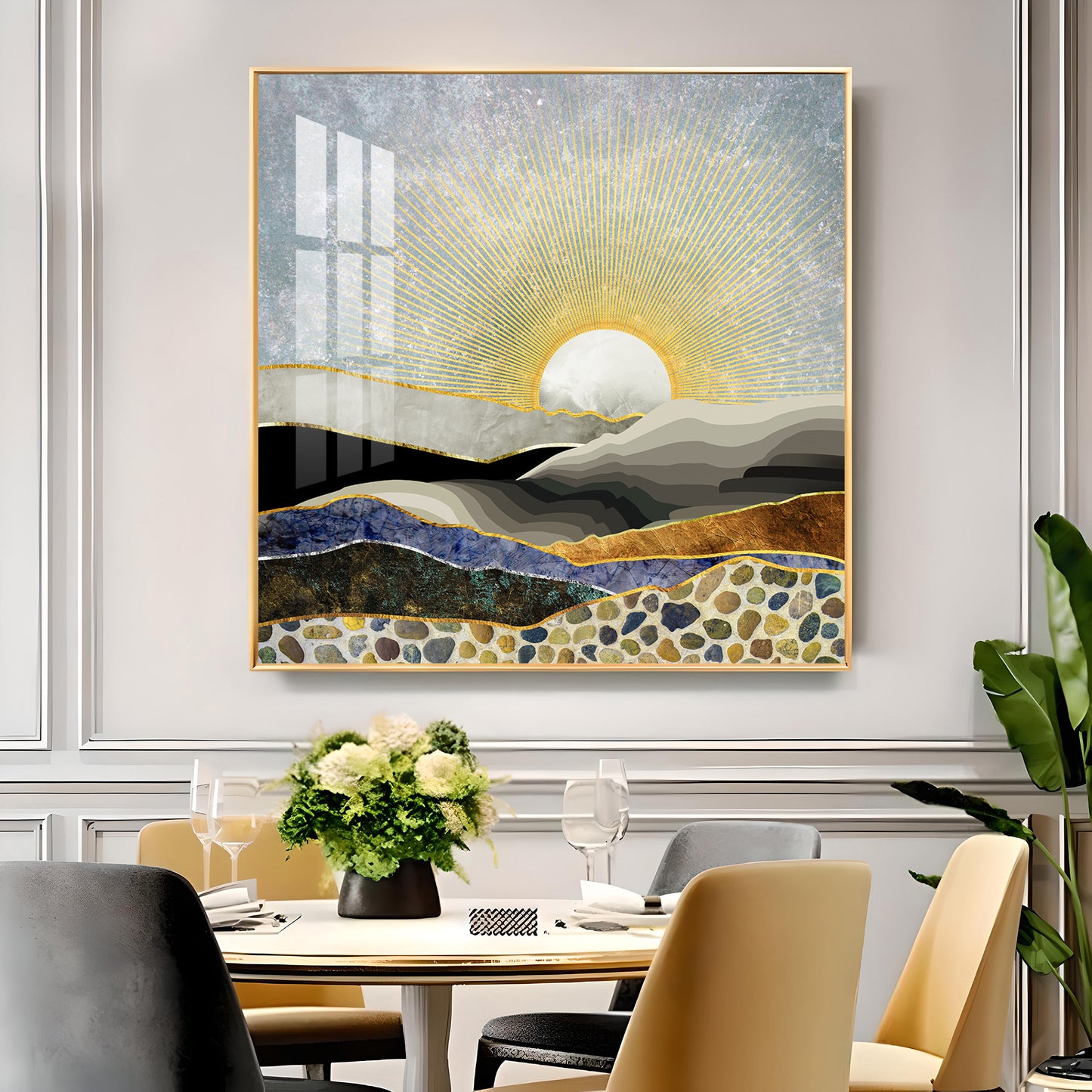 Evening Glow Glass Finish Square Wall Art