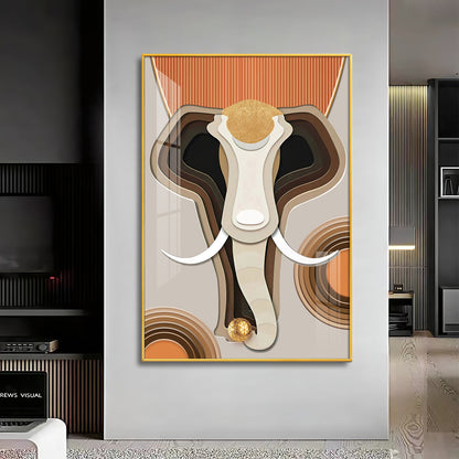 Elephantine Elegance Glass Finish Vertical  Wall Art