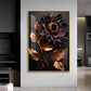Midnight Sunflower Elegance Glass Finish Vertical Wall Art