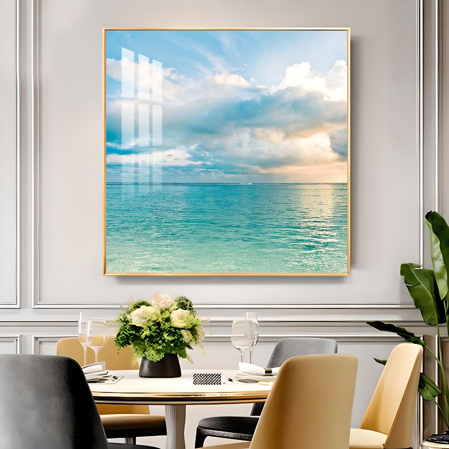 Celestial Ocean Glass Finish Square Wall Art