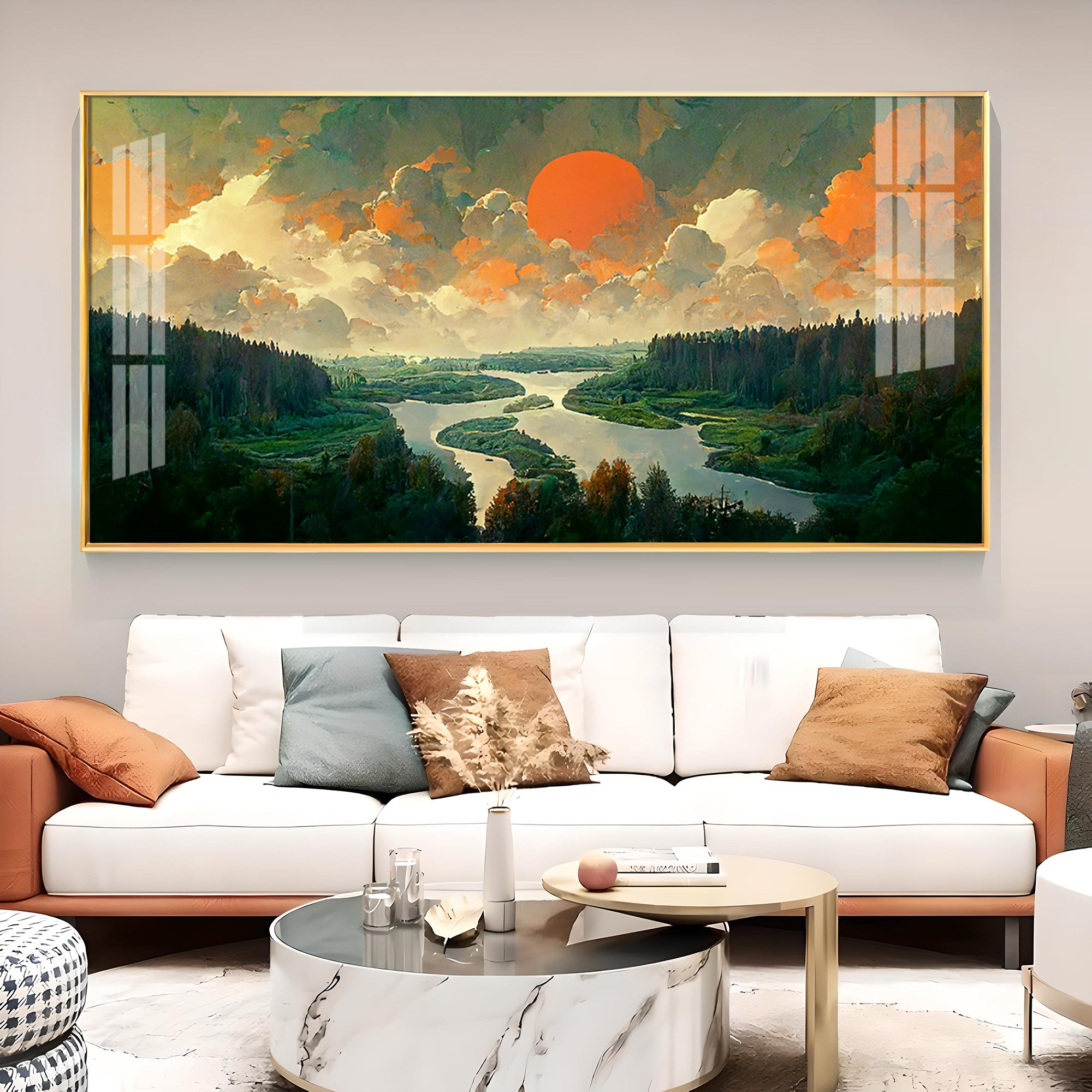 Nature Peaceful Glass Finish Horizontal Wall Art