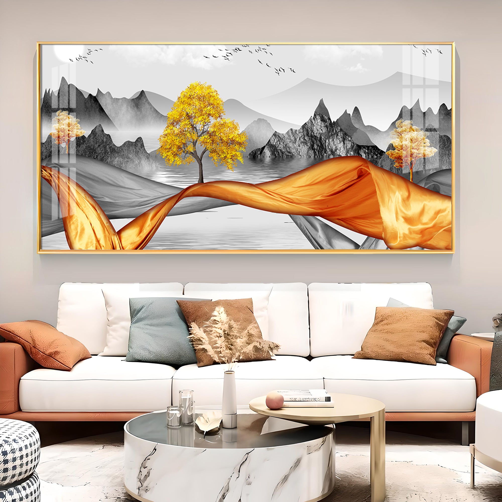 Autumnal Elegance Glass Finish Horizontal Wall Art