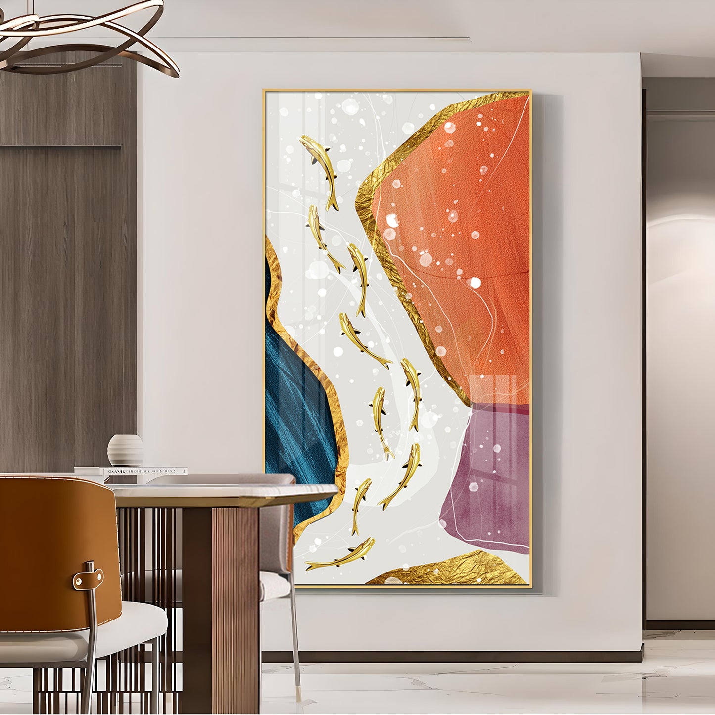 Ethereal Aquatics Glass Finish Vertical Wall Art