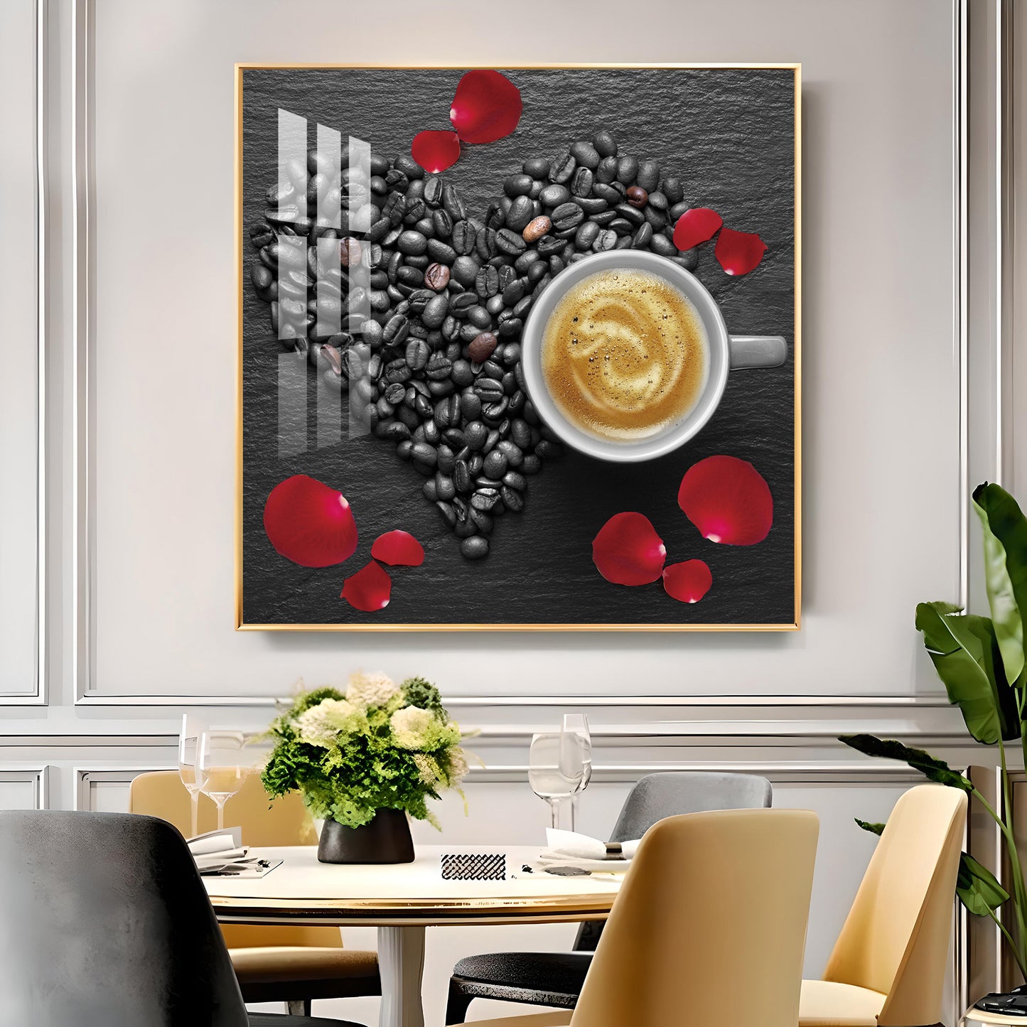 Coffee Charm Glass Finish Square Wall Art