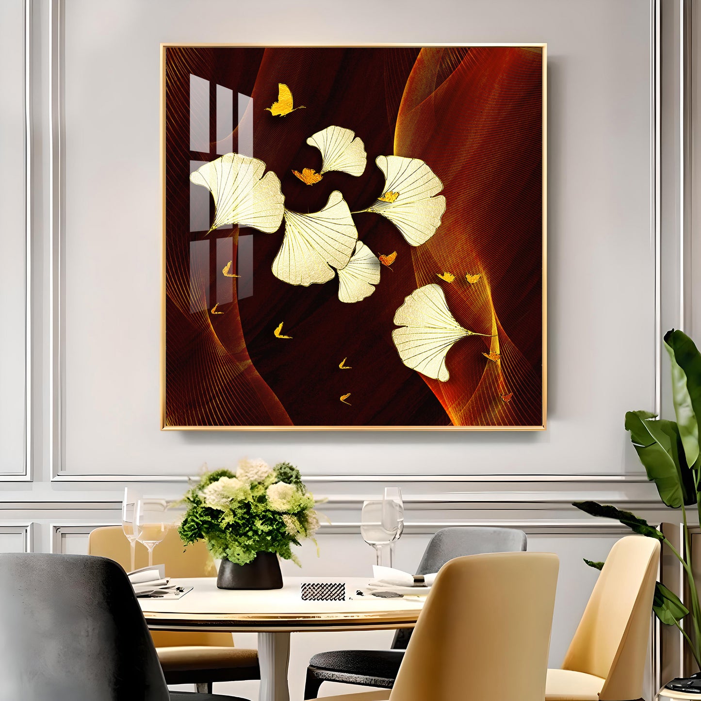 Floral Essence Glass Finish Square Wall Art